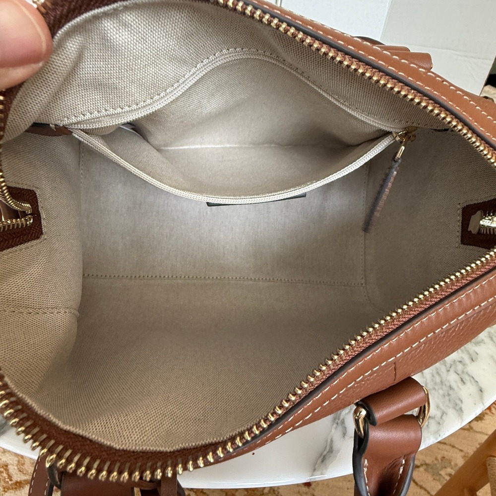 Radley London Noble Alley Brown Leather Medium Zip Top Satchel Bag 113009 NEW - Picture 13 of 15